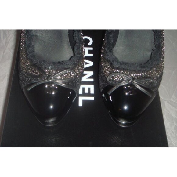Chanel Tweedy Black Platform Pumps with Interlocking CC Logo - Size 41, New - Picture 6 of 6